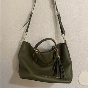 Michael Kors Leather Satchel Green, Gold-Tone